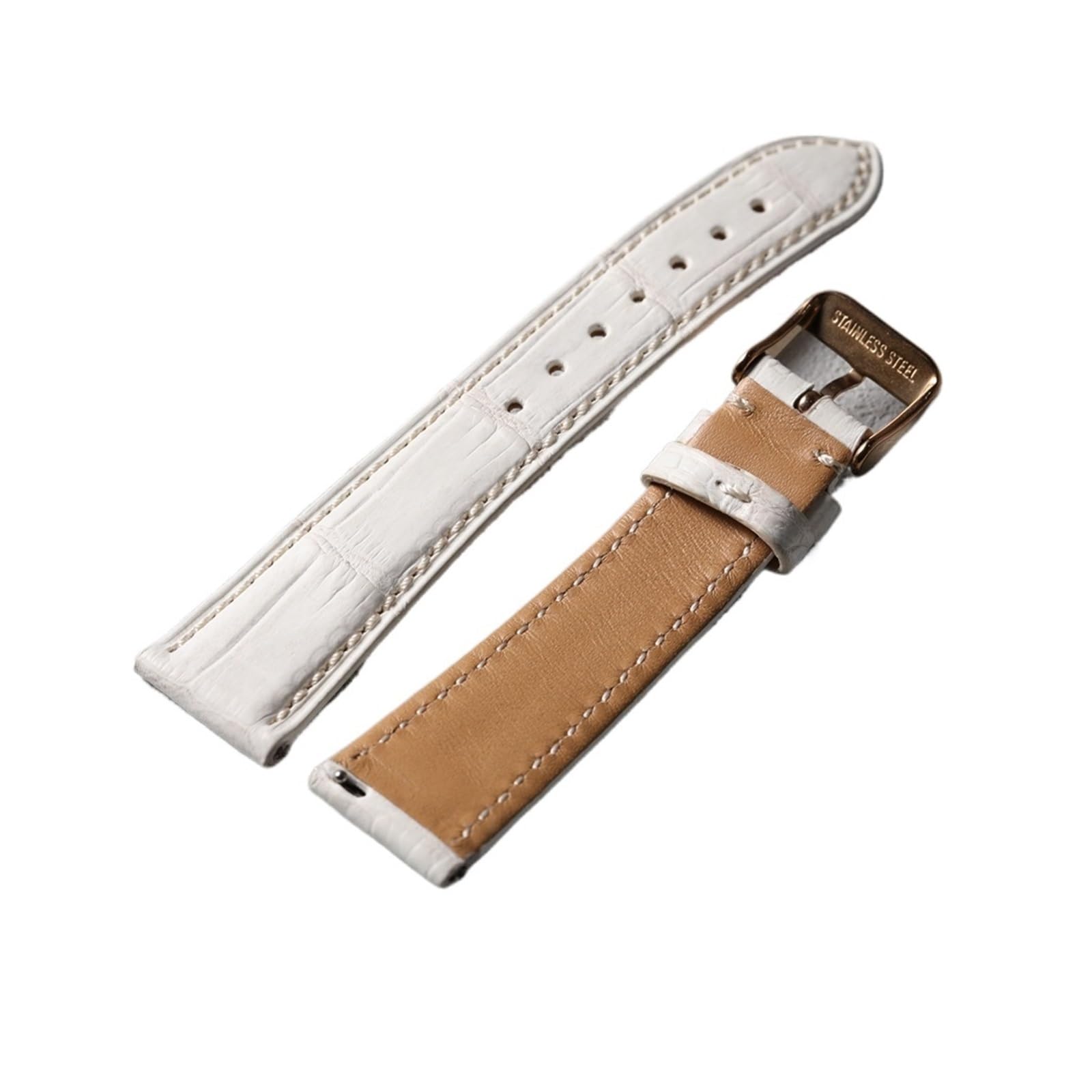 Generico Cinturino in pelle bianca fatto a mano 20MM*16MM grigio cinturino da orologio uomo a sgancio rapido