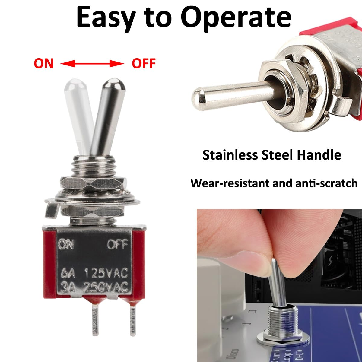 10 X On-Off-On Miniatura PCB Interruttore A Levetta Spdt Mini - Foto 4