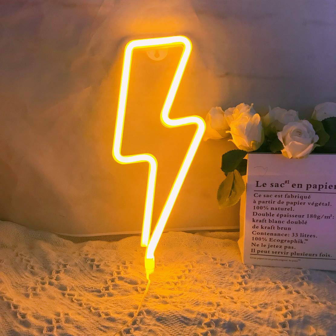 QiaoFei LED Lightning Luz de decoración de letrero de neón, decoración de pared para Navidad, fiesta de cumpleaños, habitación de niños, sala de estar, decoración de fiesta de boda (naranja)