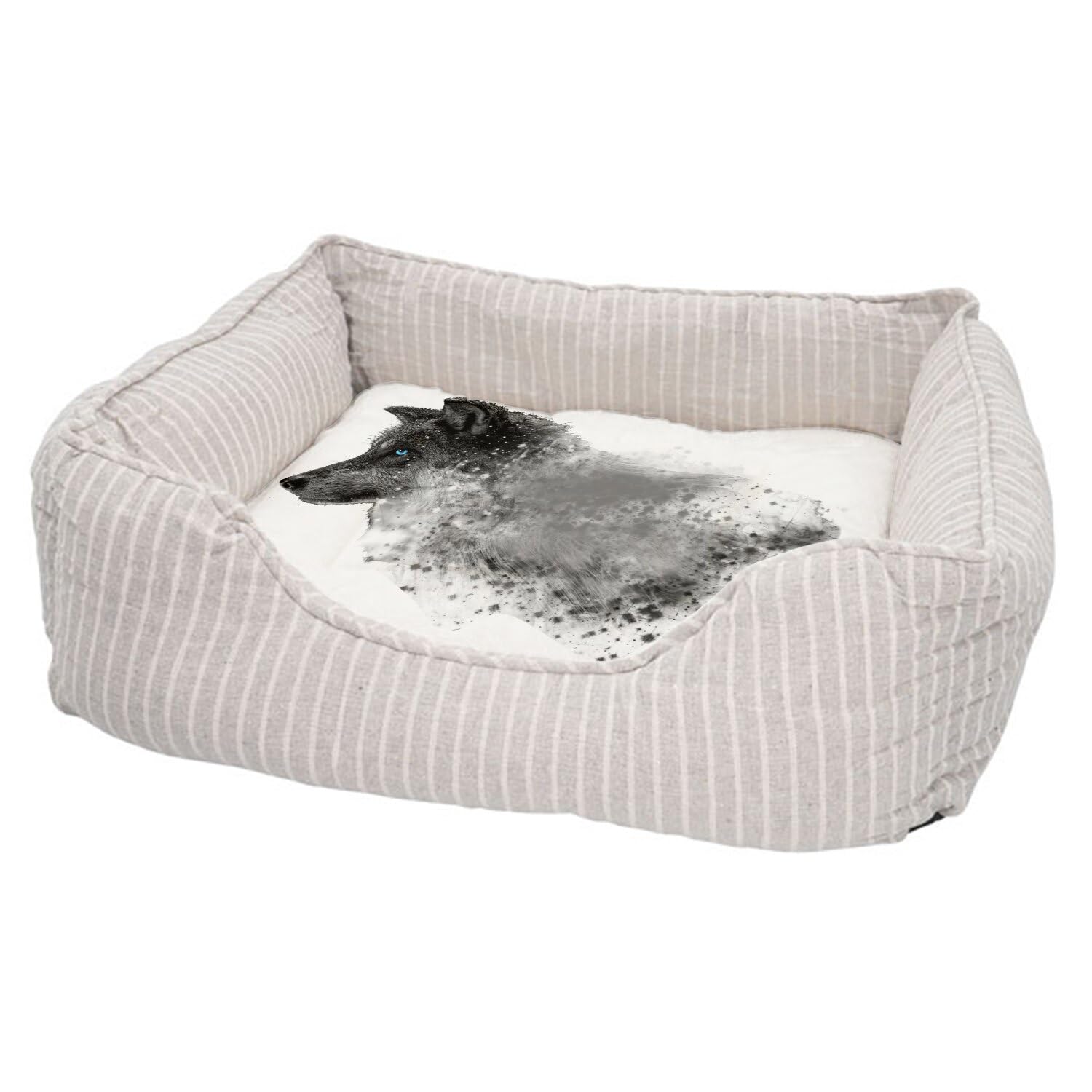 Panier pour chien et chat déhoussable loup aux yeux bleus