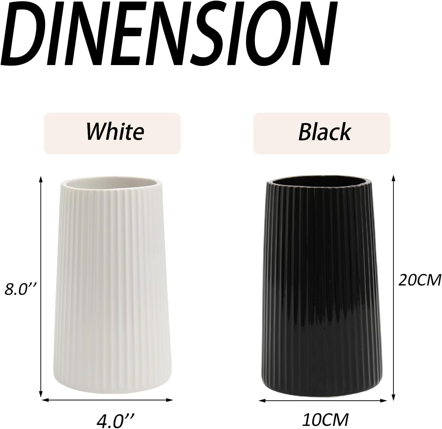 Black Ceramic Vase for Flowers, Large Modern Black Vase for Home Decor, Decorative Vase for Living Room, Office, Mantel, Shelf, Dining Table, 8 inches - Image 7