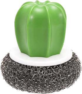 GDJGTA Home Kitchen Cleaning Brush Cactus Dishwashing Brush Cleaning Brush Nano Cleaning Ball with Handle Jewelry Cleaning Polishing (A, One Size)