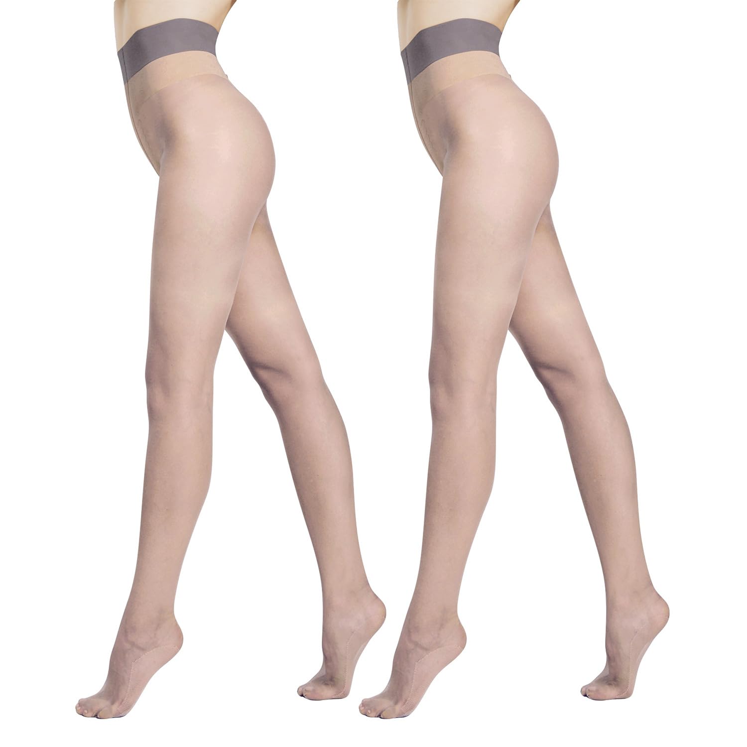 2 Pairs Women's Sheer Tights 8D Ultra Thin Soft Nylon Regular Panty Multicolour High Sheer Anti-slid Pantyhose