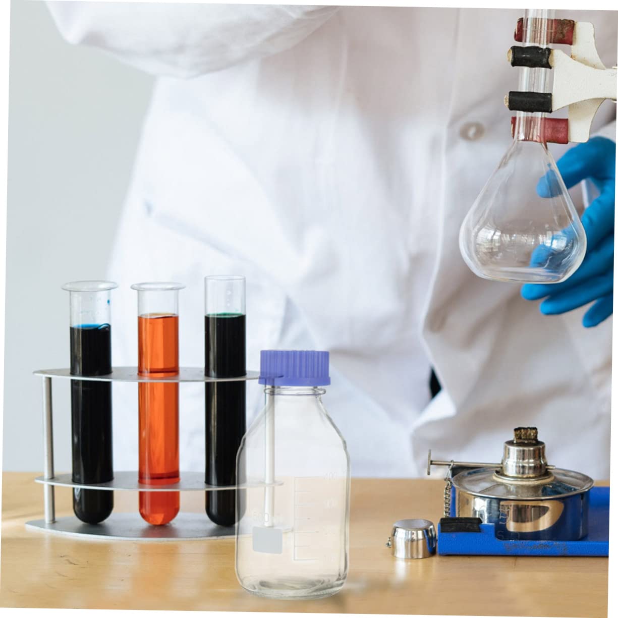Garneck 1Pc Glass Bottle with Calibration Markings Sample Container for Lab Use Assorted Measurement for Chemicals and Liquids