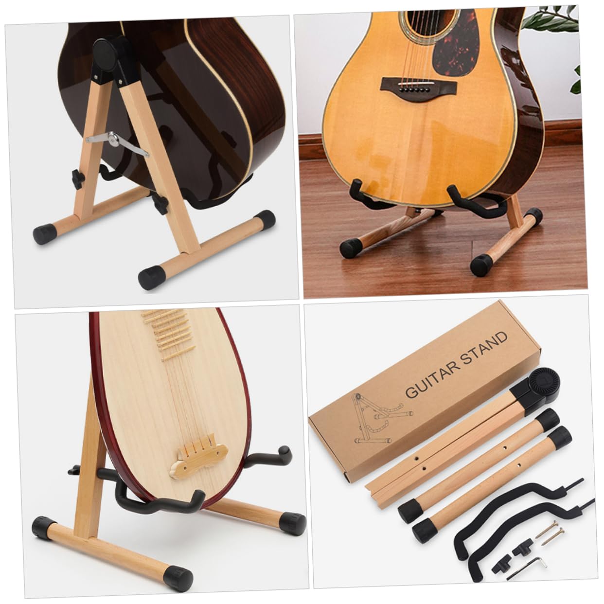HANABASS Soporte de Madera Plegable para Guitarra Acústica y Violín