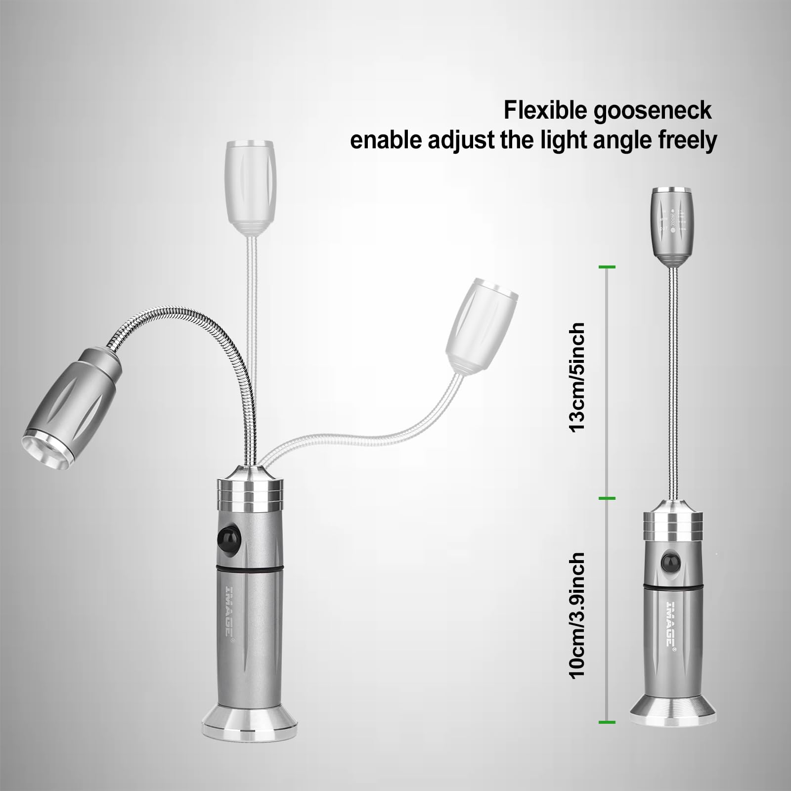 IMAGE Wiederaufladbare ultrahelle Grillampe mit superhellen LED-Lichtern, flexible Schwanenhals-Grilllicht mit Magnetfuß, vollständig einstellbar batteriebetrieben, Geschenke für Männer Vatertag, weiß