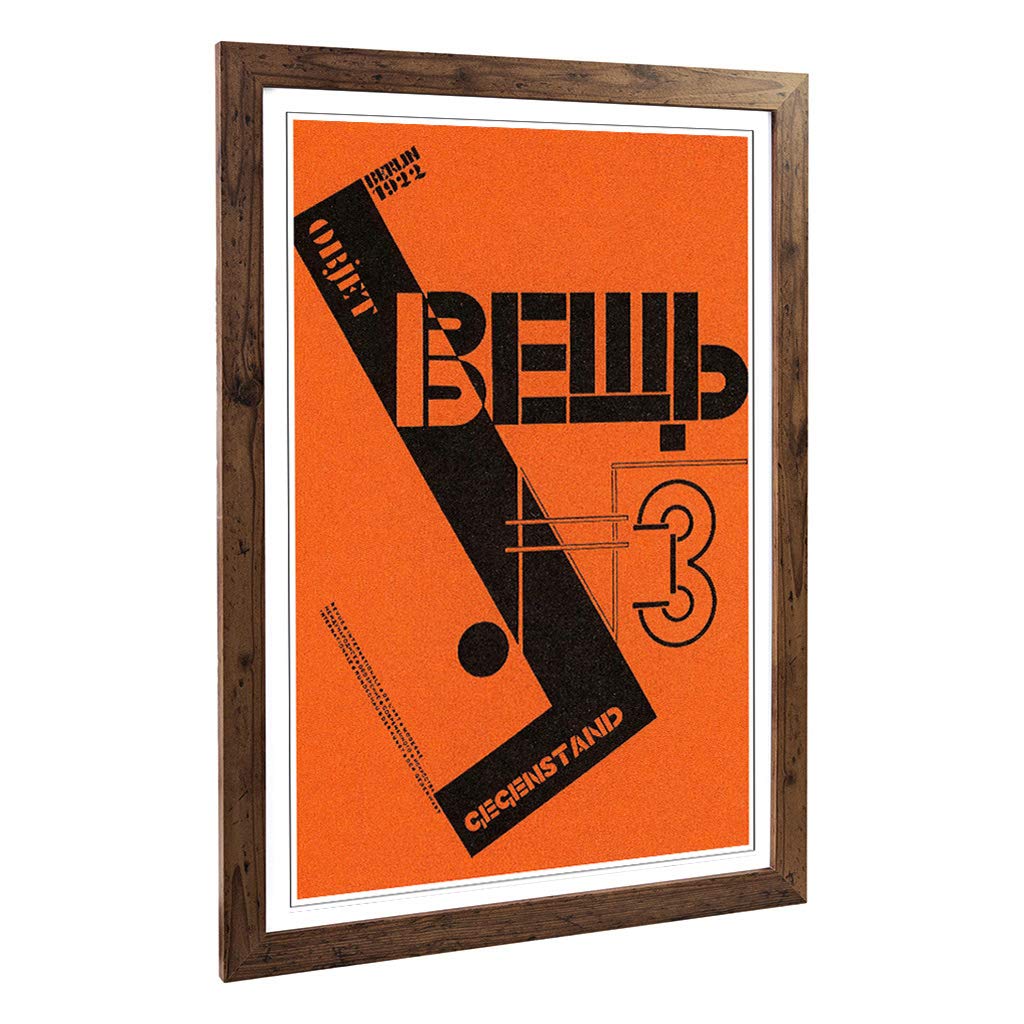 Big Box Art Framed Print of El Lissitzky Gegenstand Design | Wall Art Picture | Home Decor for Kitchen, Living, Dining Room, Bedroom, Hallway, Office, Walnut, A2 / 24.5x18 Inch / 62x45cm