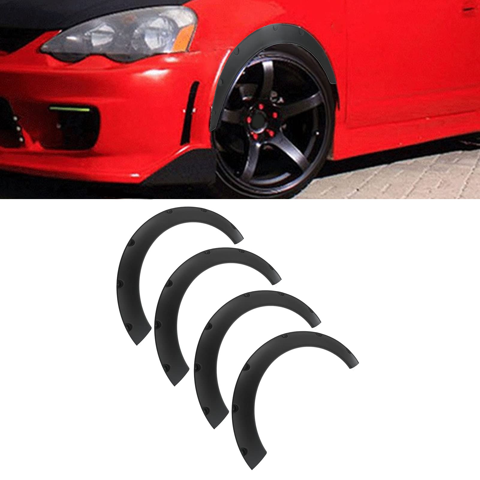 KIMISS 4pcs Universal Flexible Car Fender Flares Kit de Cuerpo Extra Ancho Arcos de Rueda Protector de Cejas de Rueda Ajuste para automóvil