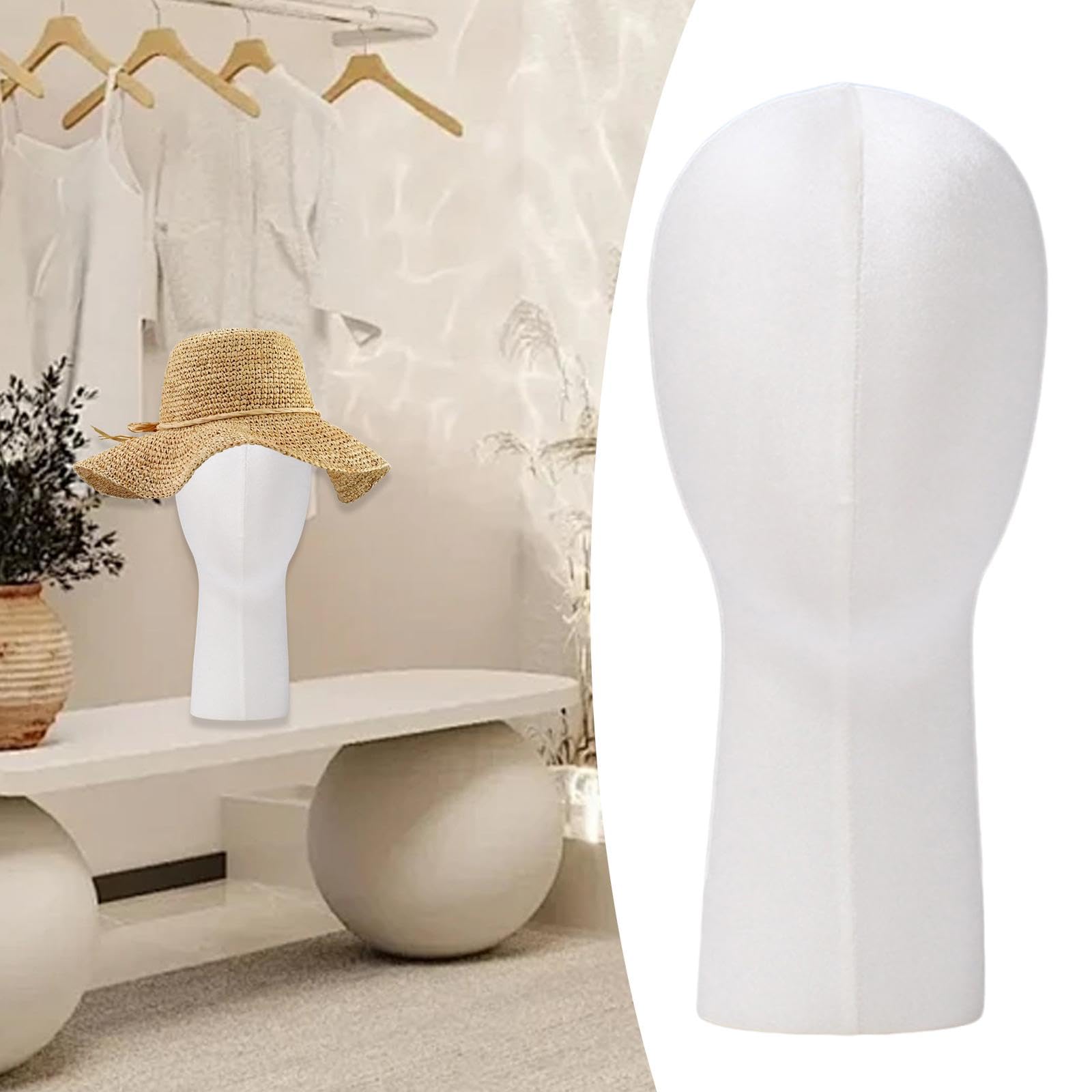 Velvet Wig Head Mannequin Head Model Cap Storage Rack for Beauty Salon Or Shop Earphones Glasses Cap Hats Jewellery , beige