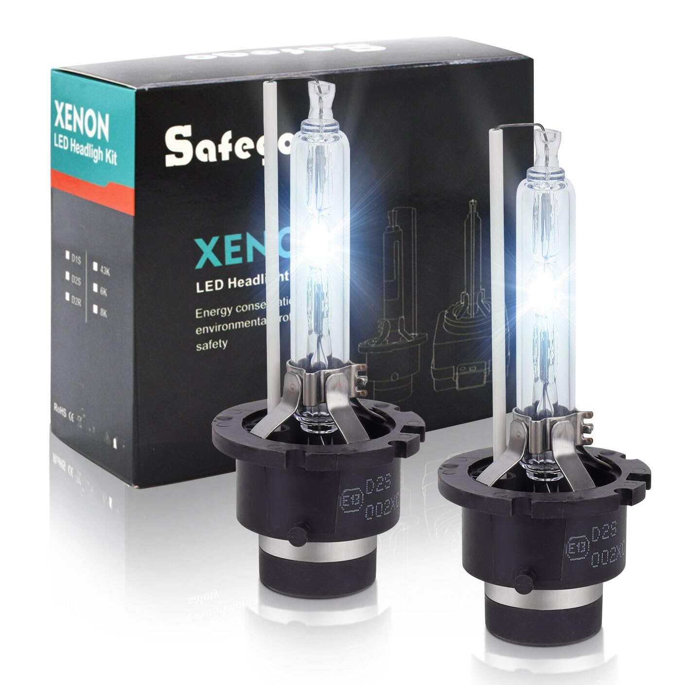 Safego Xenon HID Ampoule D2S 6000K Lampe à Décharge Phare Ampoule de Rechange HID Lampe Xénon Blanc Pour Voiture