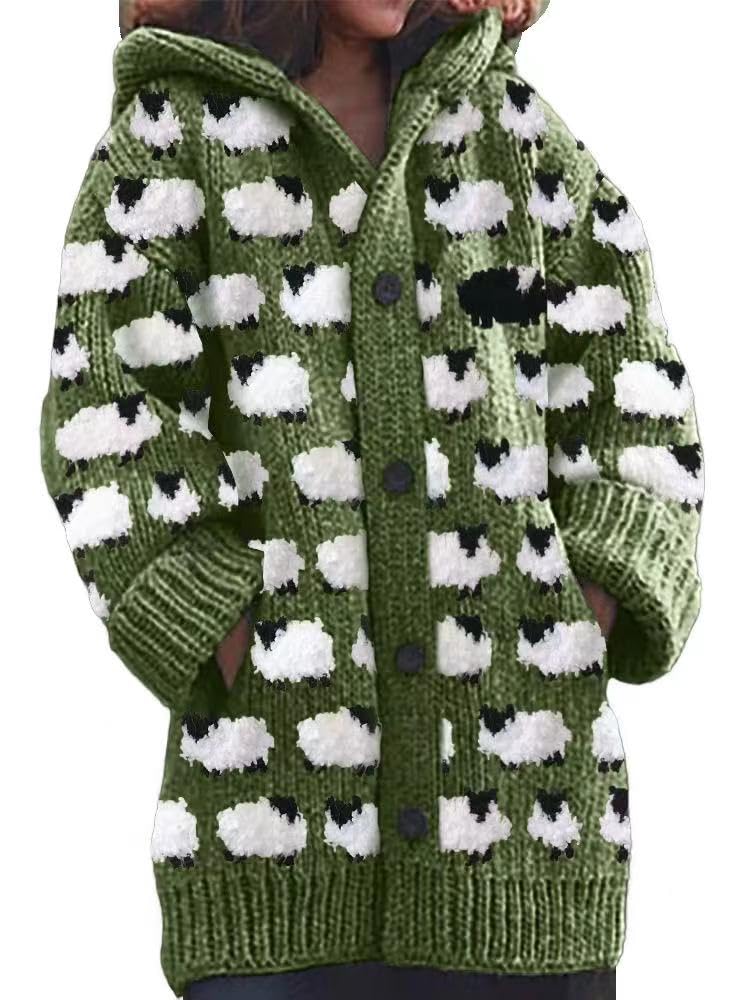 Black Sheep Sweater Women Green Cotton V Neck Dressy Plus Size Pullover Tops