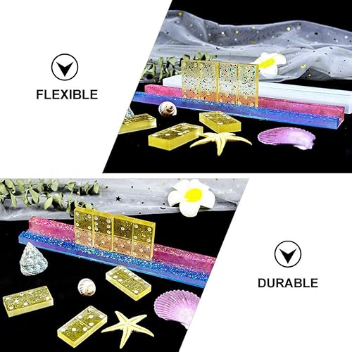 Miniatura 4 de Molde de silicona para dominó de 2 piezas, molde flexible para manualidades epoxi para diversión familiar, adornos personalizados, antiadherentes,