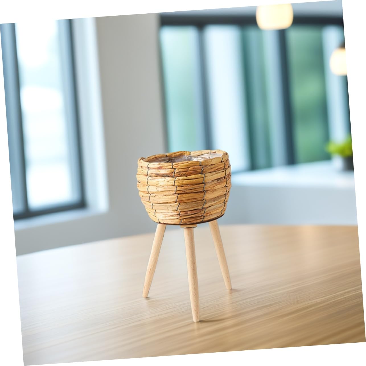 UKCOCO Geflochtener Pflanzkorb für Pflanzen Rustikaler Übertopf Gras Handgewebter Blumenkorb Dekorationskorb für Wohnzimmer und Schlafzimmer für Blumenarrangements
