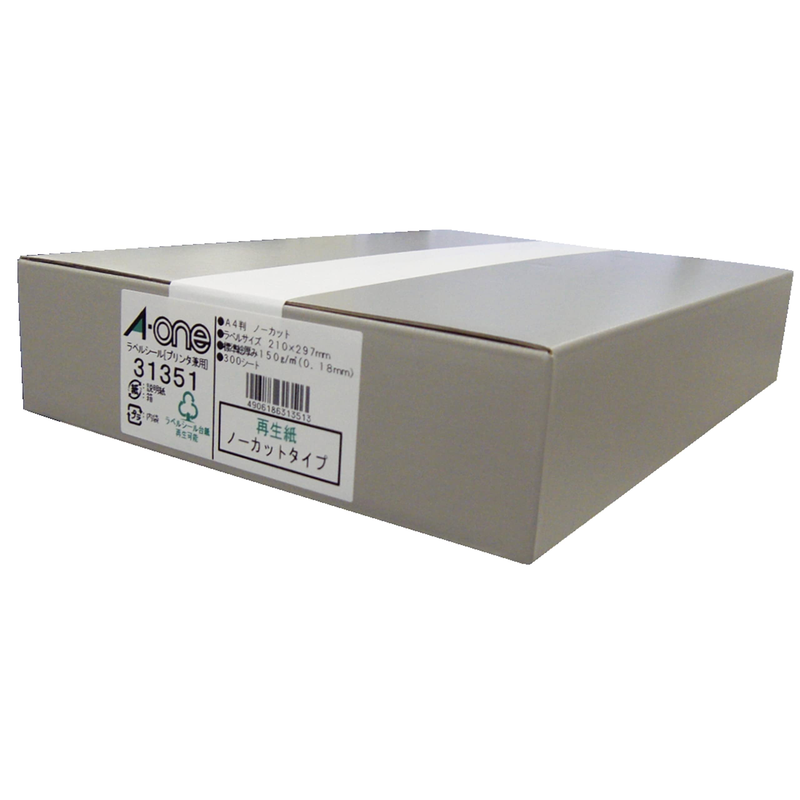 Uncut Sheet 300 31351 A4 1 face-one (a-one) Label Seal [Printer uso combinato] carta riciclata bianco (Japan Import)