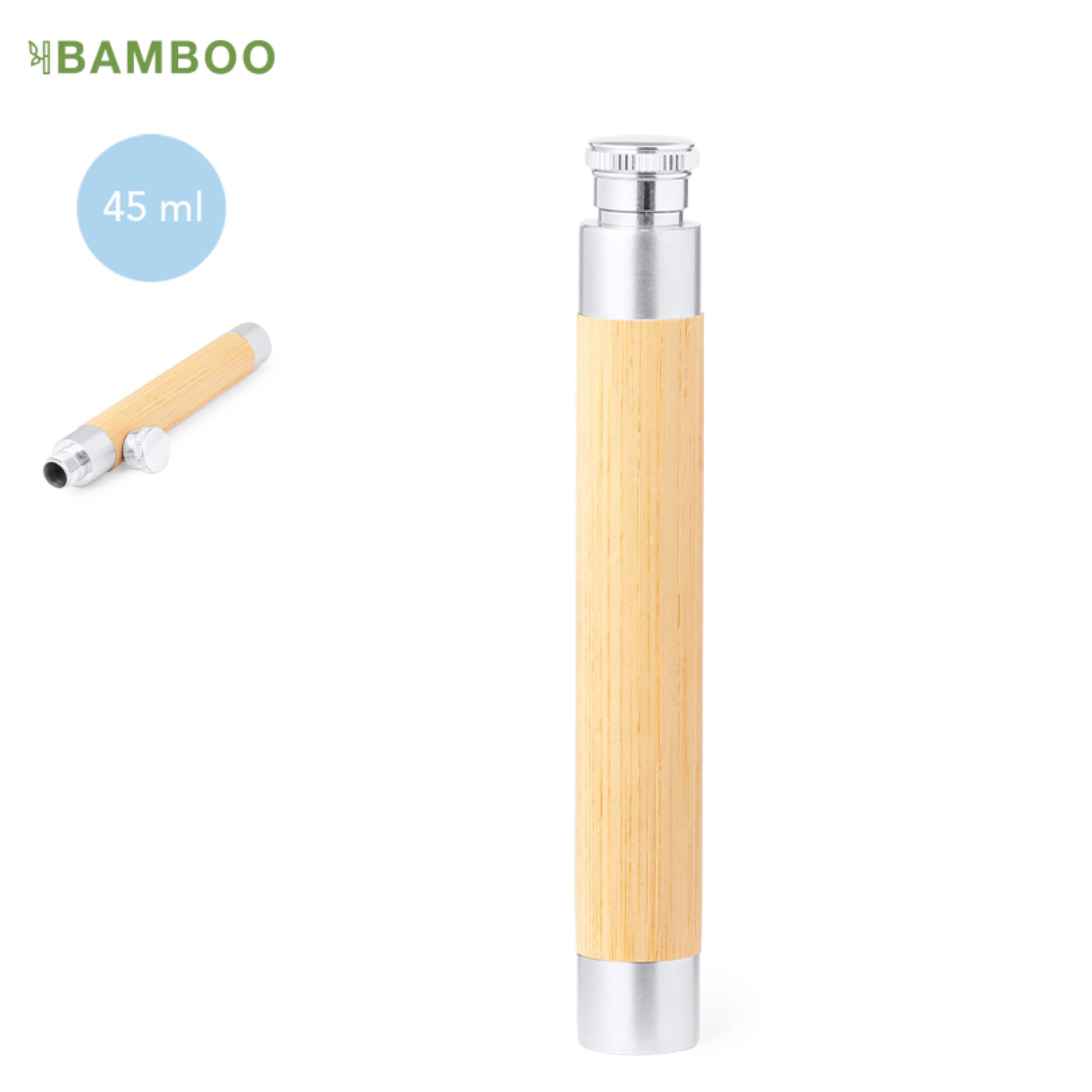 2 fiaschetta HipFlask in formato penna a sfera da 45 ml per 2 colpi in bambù tappo a vite