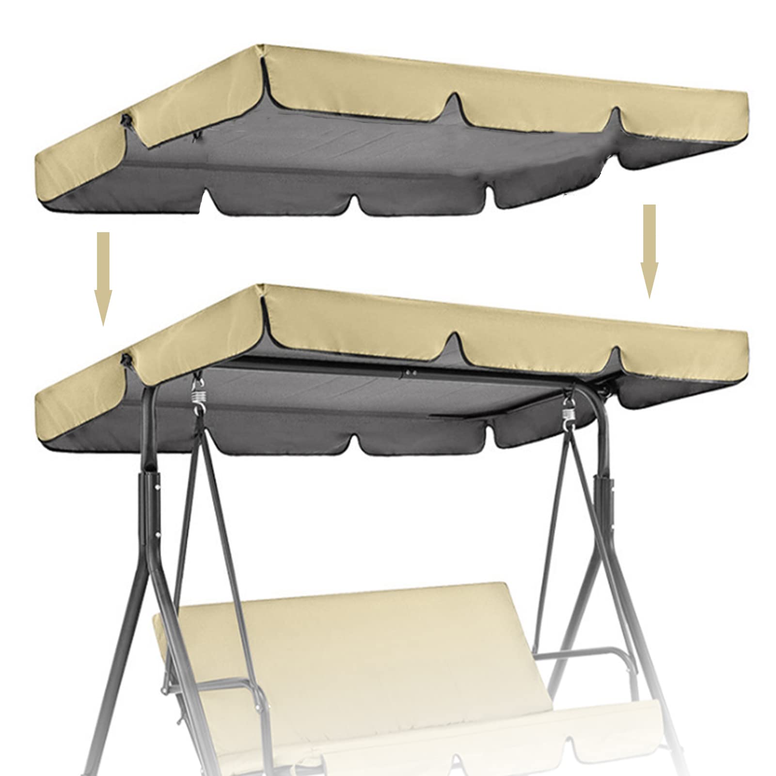 Patio Canopy Swing Cover Replacement Canopy for Swing Seat,Waterproof Anti-UV Replacement Top for 2 & 3 Seater Swing Chairs - Durable Outdoor Garden Hammock Protection Cover