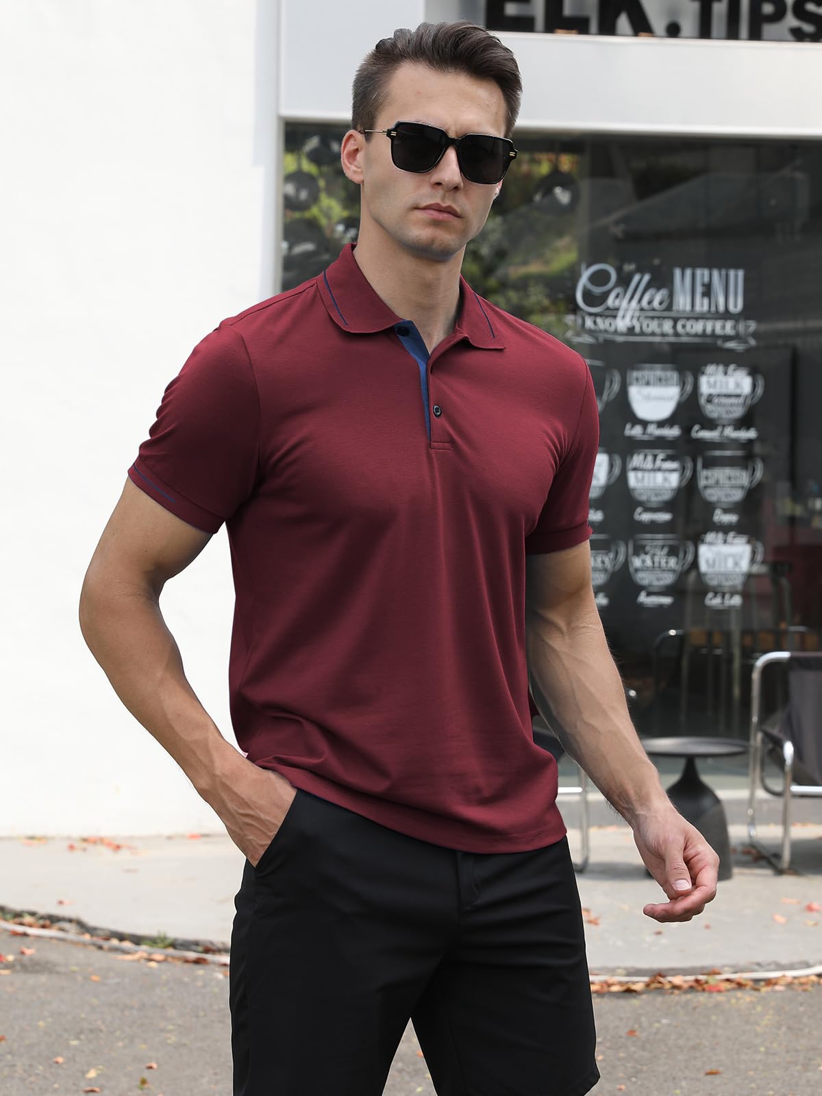 Comilaka Polo Uomo Manica Corta Maglietta Casual Poloshirt Colori Contrastanti Top T-Shirt Estate