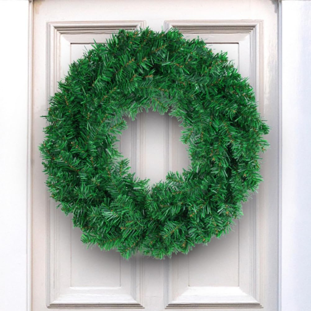 Couronne de Noël artificielle verte, couronne de pin de Noël de 40 cm, couronnes unies artificielles à faire soi-même, couronne de Noël canadienne, couronnes de vacances, décoration murale de porte d