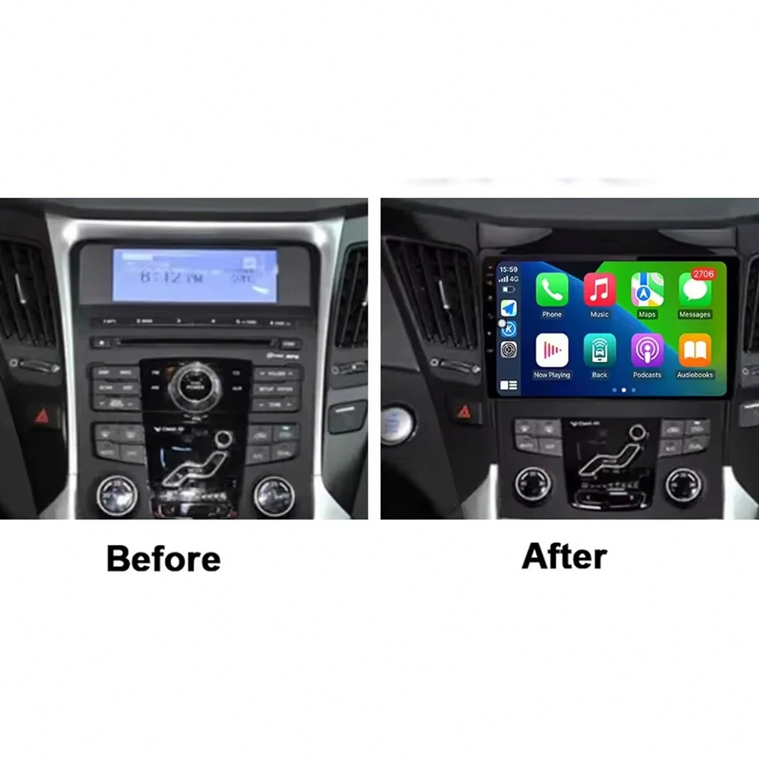 System Audio Dla Apple Carplay I Android Auto dla Hyundai I30 2017 2018 2019 Przenośny Ekran Dotykowy Apple Carplay, Nawigacja Gps/Sterowanie Głosowe/Mirror, 4 Rdzeń 1G+32G