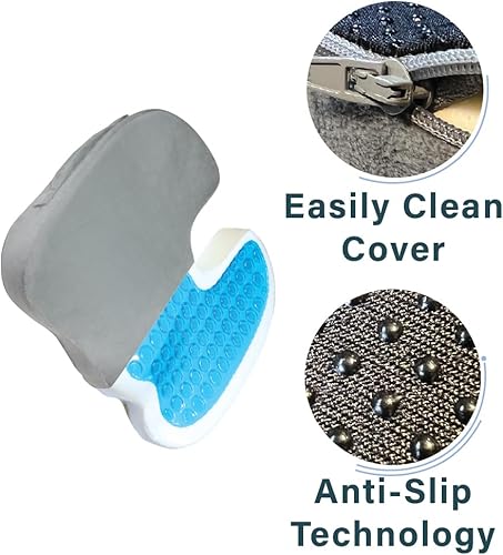 Miniatura 5 de ETONVILLE Cojín de asiento, almohada mejorada de gel refrescante para recuperación poscirugía, silla de oficina, automóvil y viajes, alivio del