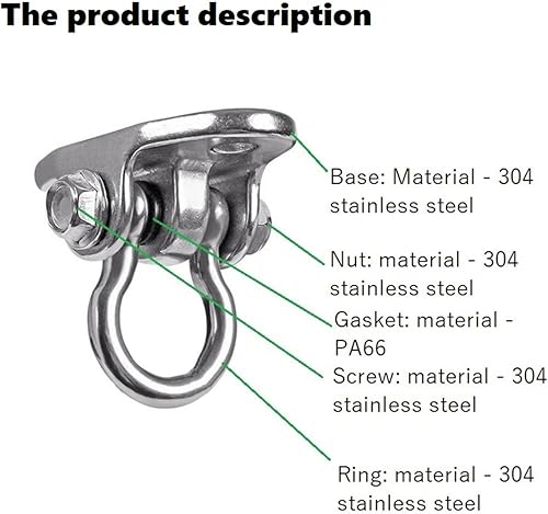 Miniatura 7 de Dakzhou - 2 perchas de acero inoxidable resistentes para patio de recreo, porche, saco de arena, silla de yoga, hamaca de madera, columpio para