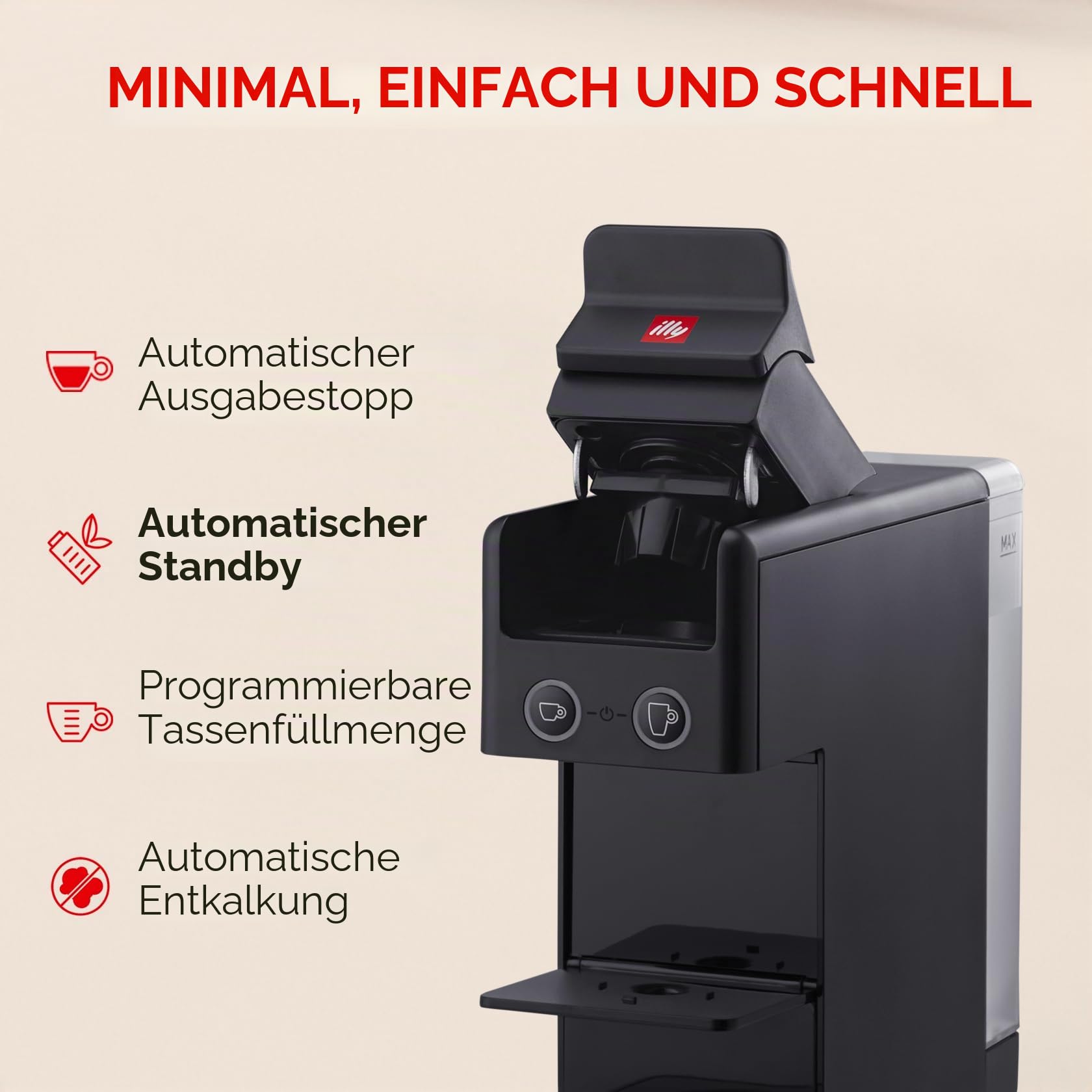 illy Y3.3 Hyperespresso-Kaffeemaschine Schwarz 216 Kapseln Classic Intenso