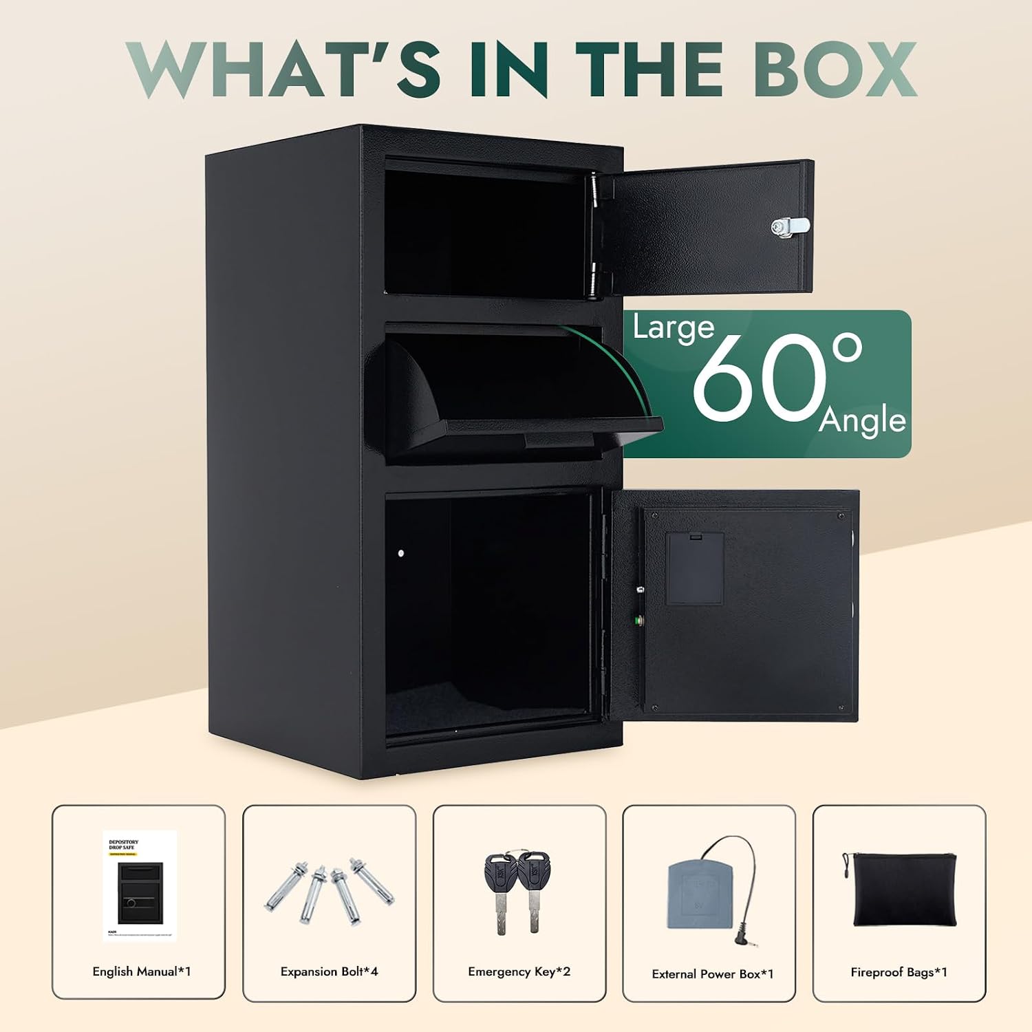 Cabinet Large Fireproof Drop Safe Box,Depository Safes with Drop Box Slot Digital Combination and Anti-Fishing,Cash Safes Box,Security Money Safe for Home Hotel Restaurants Business Office 4.0 Cuft