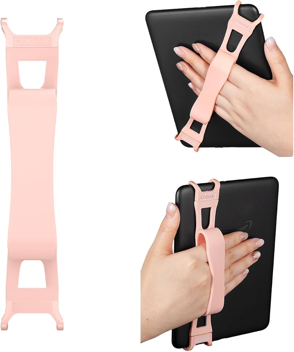 CoBak Secure Hand Strap for Ebook Reader, Lightweight, Elastic, Blush | Versatile comfy grip holder for 6-7" E-Book Tablet, ideal for bedtime reading, elastic design to fully free your hands