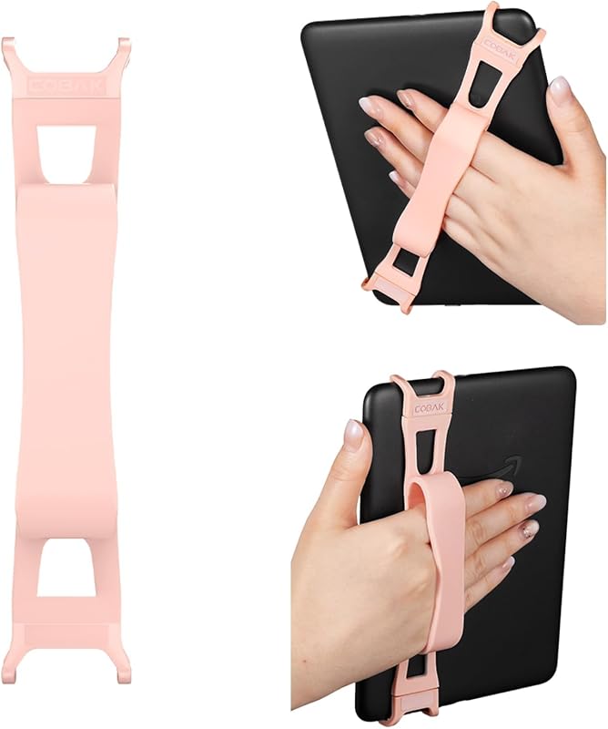 CoBak Secure Hand Strap for Ebook Reader, Lightweight, Elastic, Blush | Versatile comfy grip holder for 6-7" E-Book Tablet, ideal for bedtime reading, elastic design to fully free your hands