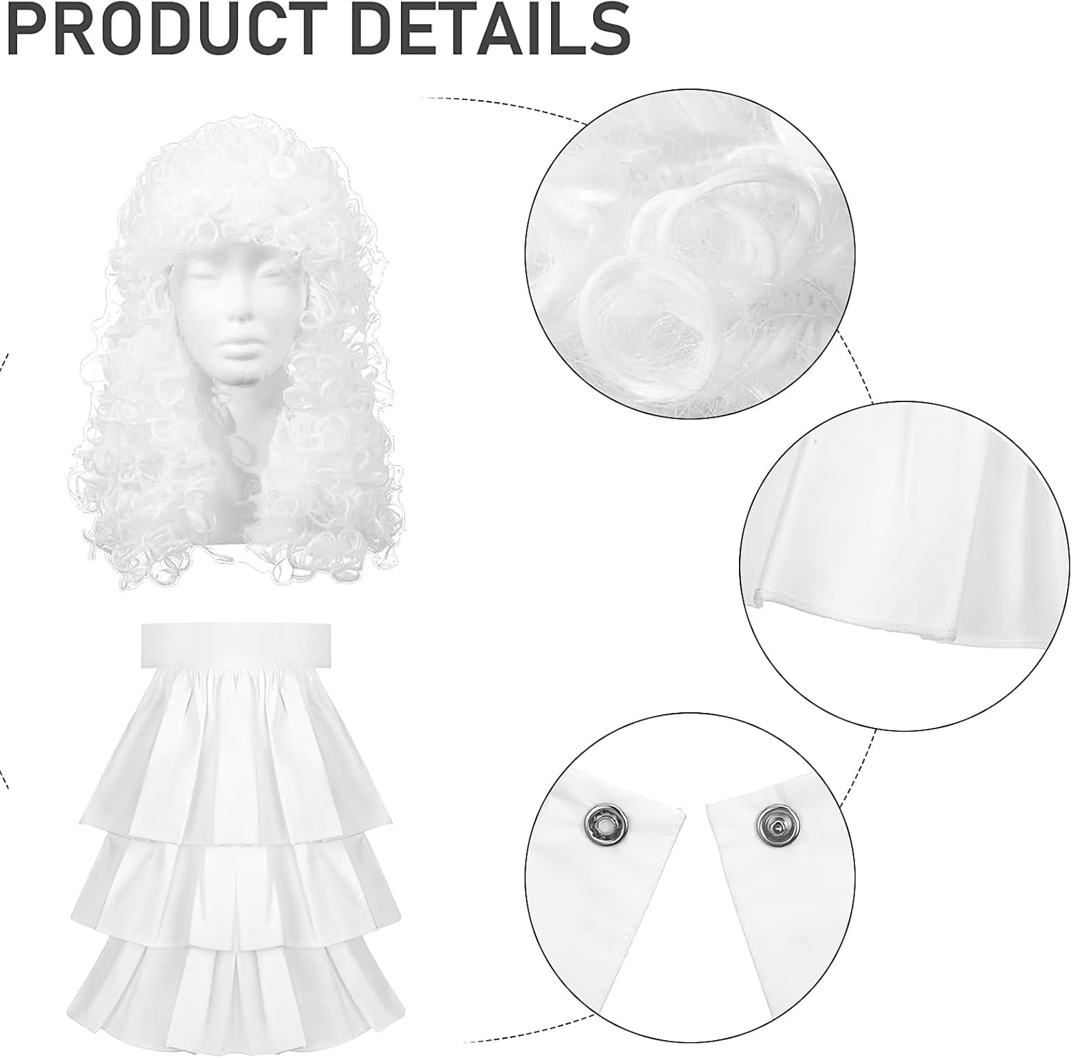 5 Pieces Judge Costume Accessory Set including Judge Robe False Collar Gavel Wig Glasses for Halloween Cosplay Party Favor - Image 4