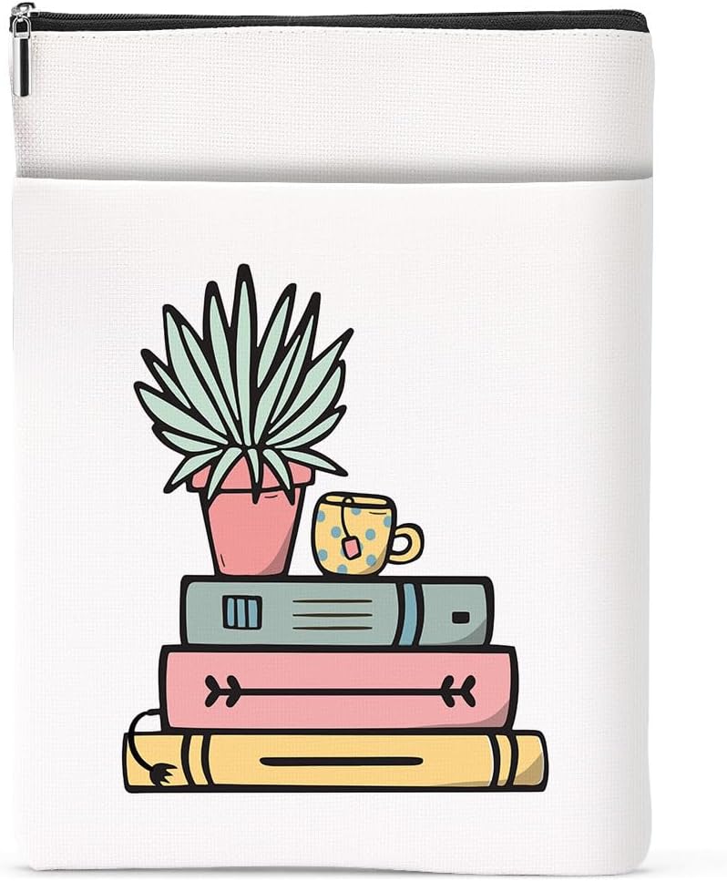 Book Lovers Gifts Book Sleeve Book Cover Book Pouch Bookish Book Club Gifts Book Protector with Zipper and Front Pocket Bookworm Librarian Gifts Book Accessories for Girls Reader Best Friends Daughter