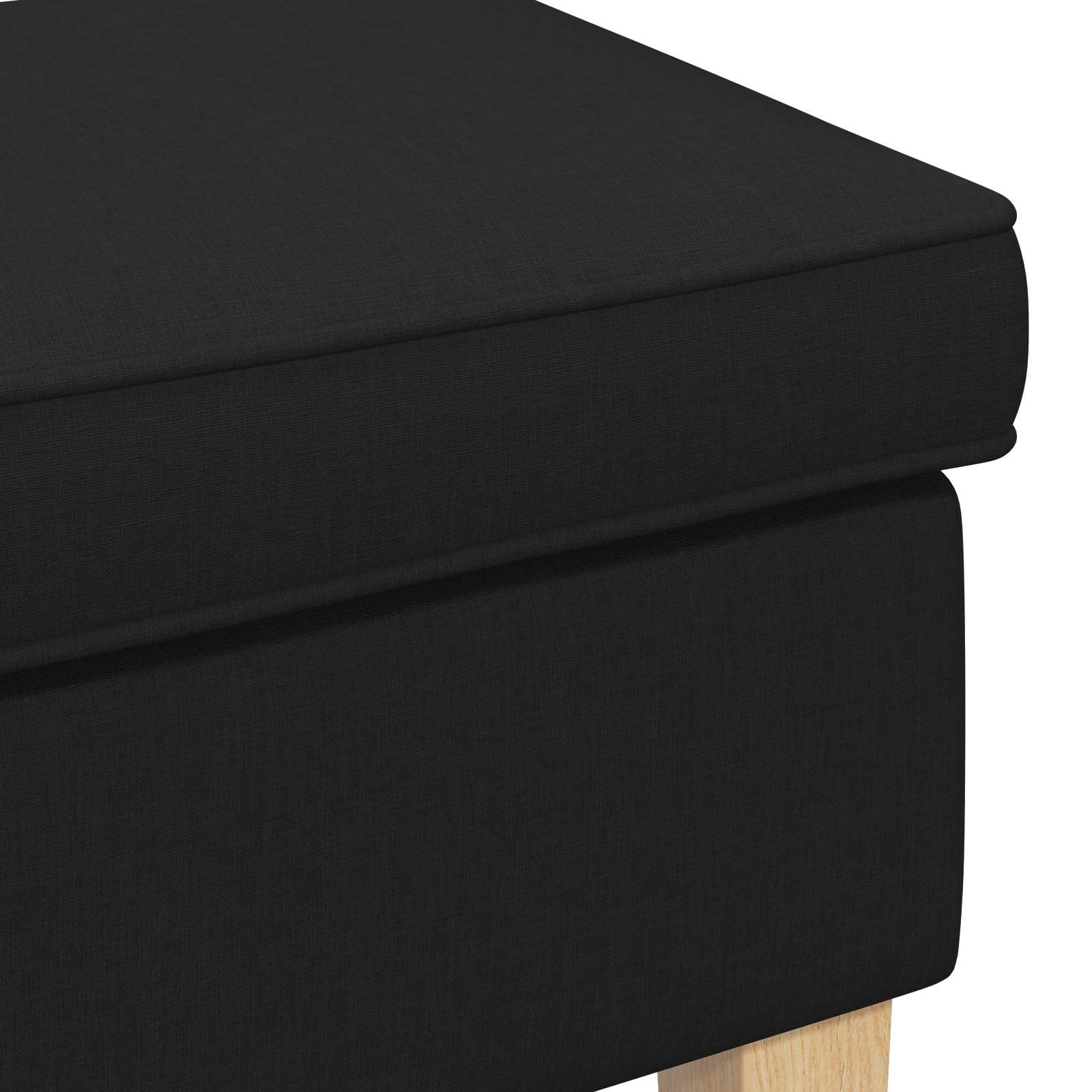 Taboret czarny materiał 55 x 35 x 41 cm z wytrzymałą ramą z litego drewna, wyściełany i składany, zajmuje mało miejsca do salonu, biura, na balkon, kemping, idealny jako podnóżek lub