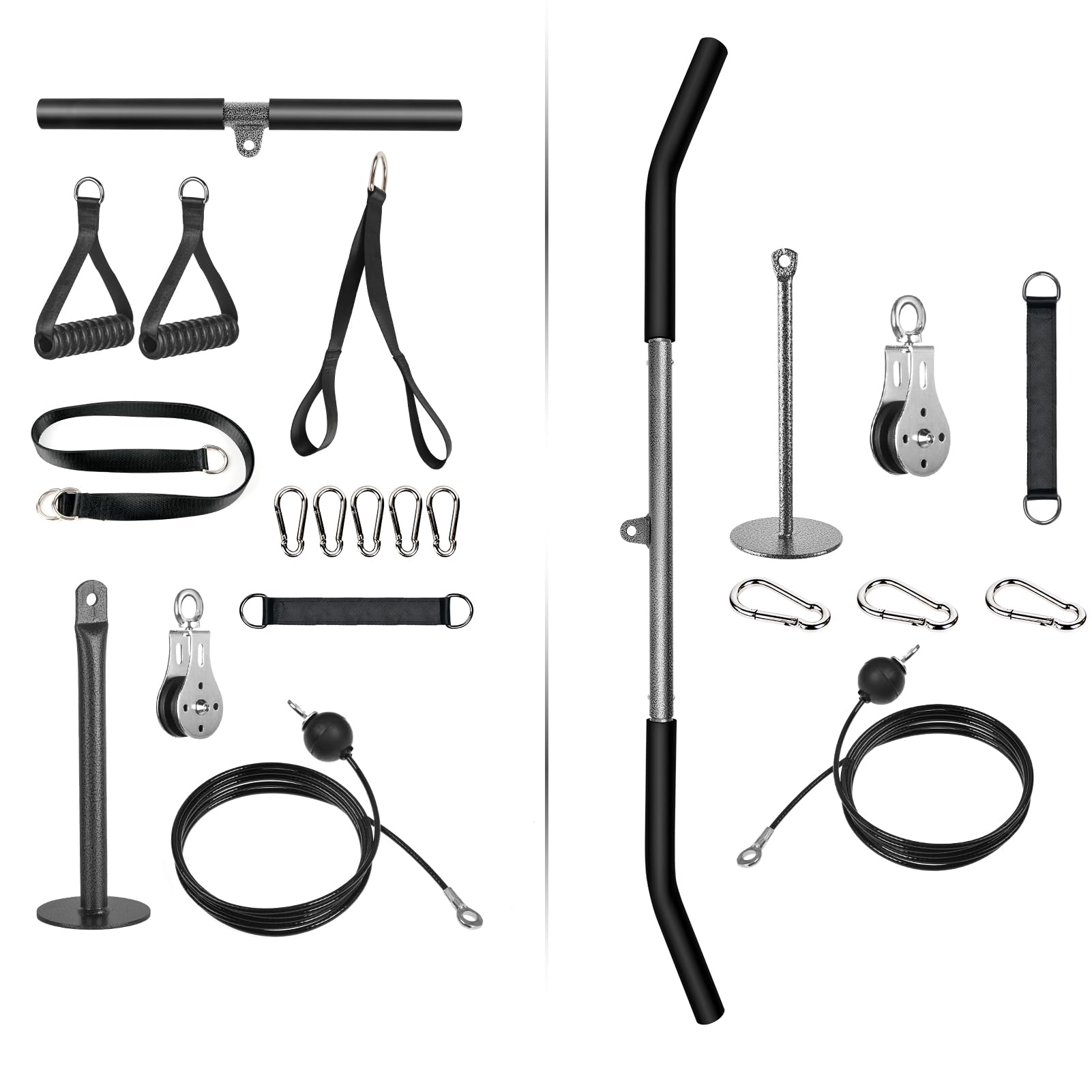 [Pack de 2] Polea Gimnasio Casa, Diferentes Agarres, 100cm Barra Dorsales