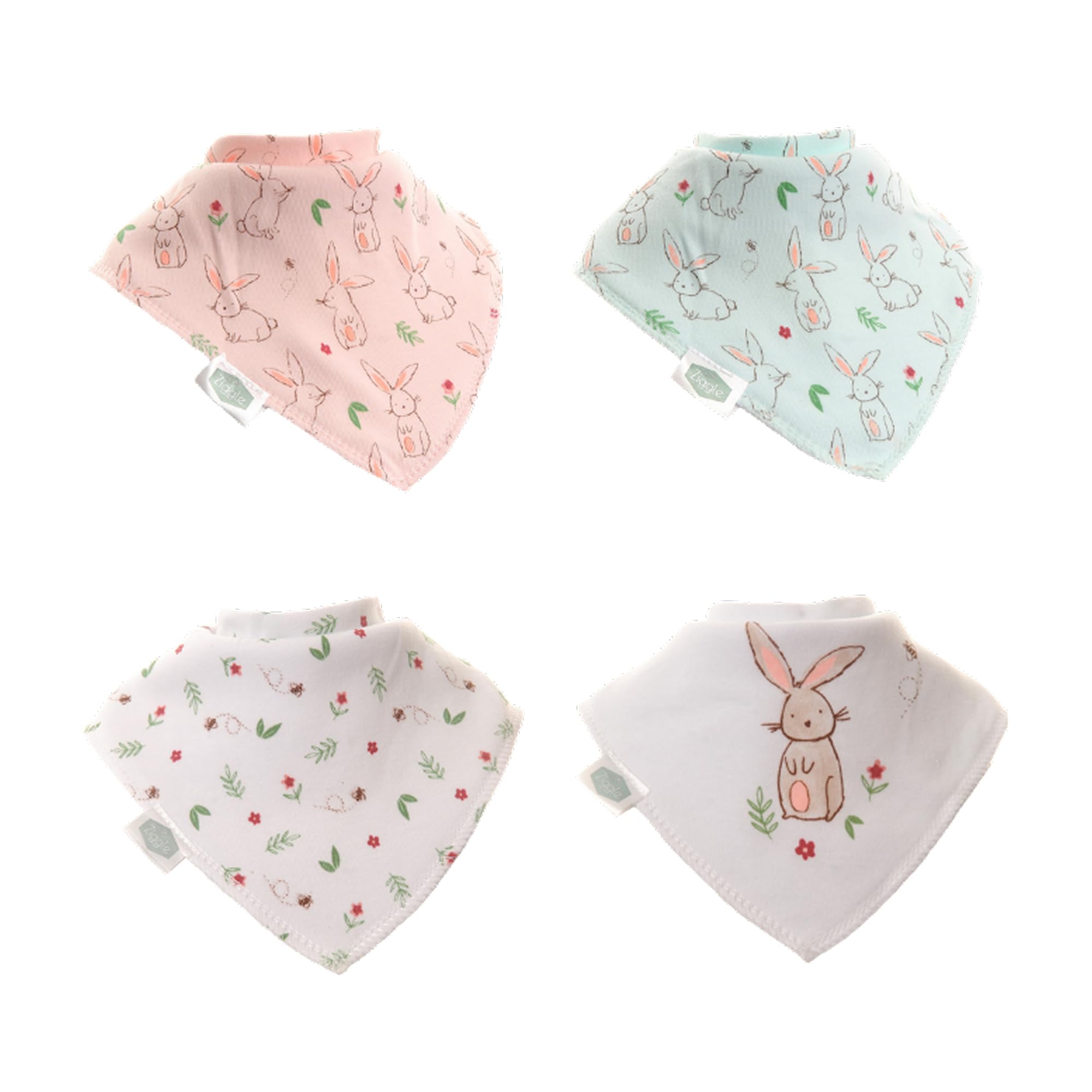 Ziggle Bunnies - Bandana Dribble Bibs - Cotton Front Baby Bibs Newborn To 24 Months - Newborn Gifts - Baby Bibs For Comfortable Kids