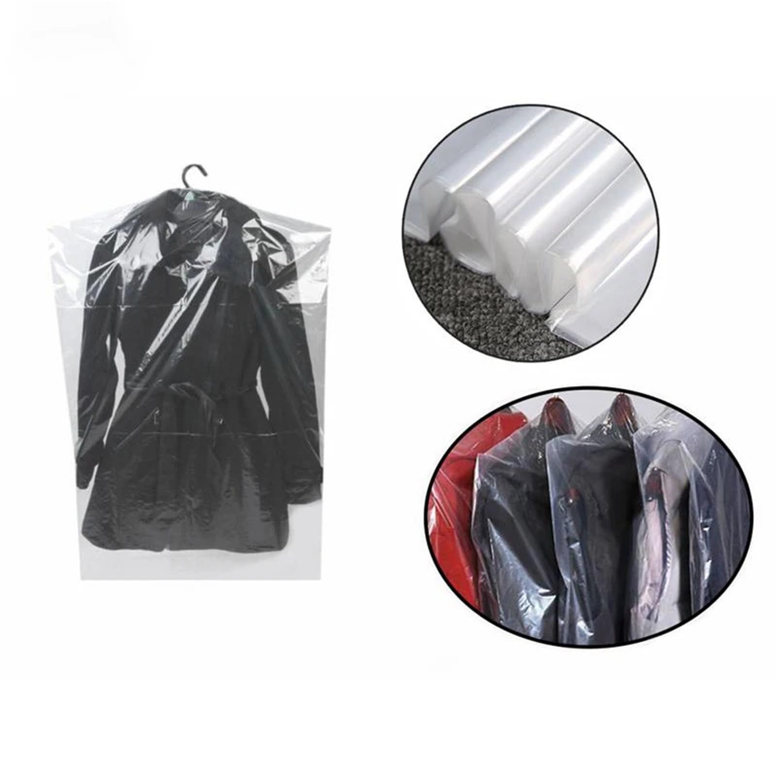 Fundas para ropa de plástico Rollo de 100 fundas plástico for ropa, impermeables, for colgar en el armario(60x120cm)