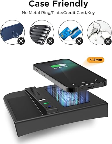Miniatura 6 de CarQiWireless Cargador inalámbrico para accesorios Chevy Equinox 2018 2019 2020 2021 2022 2023 2024, organizador de consola central de carga