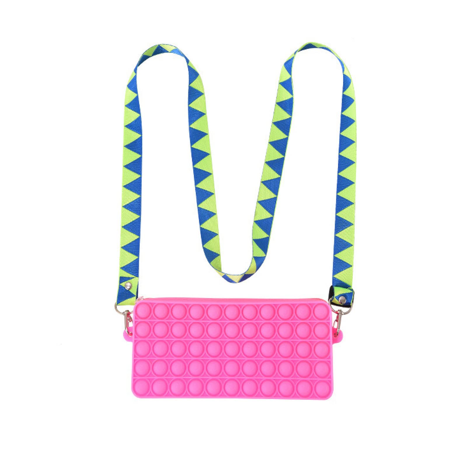 Zhyx C Fidget Pop Shoulder Bag Rainbow Push Bubble Sensory Fidget Handbag Poppet Silicone Purse Ross-Body Backpack,