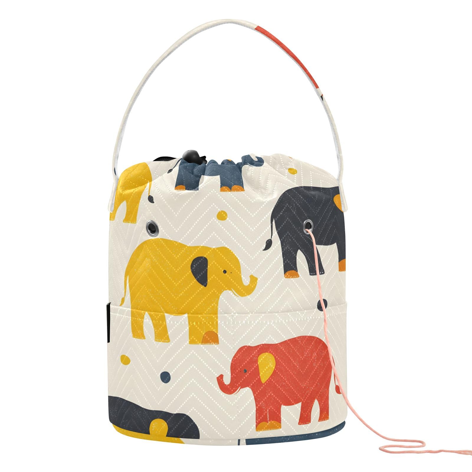 Yarn Storage Bag Small Crochet Bag Knitting Bag Organizer Colorful Elephant Dot Yarn Bags for Crocheting Basket