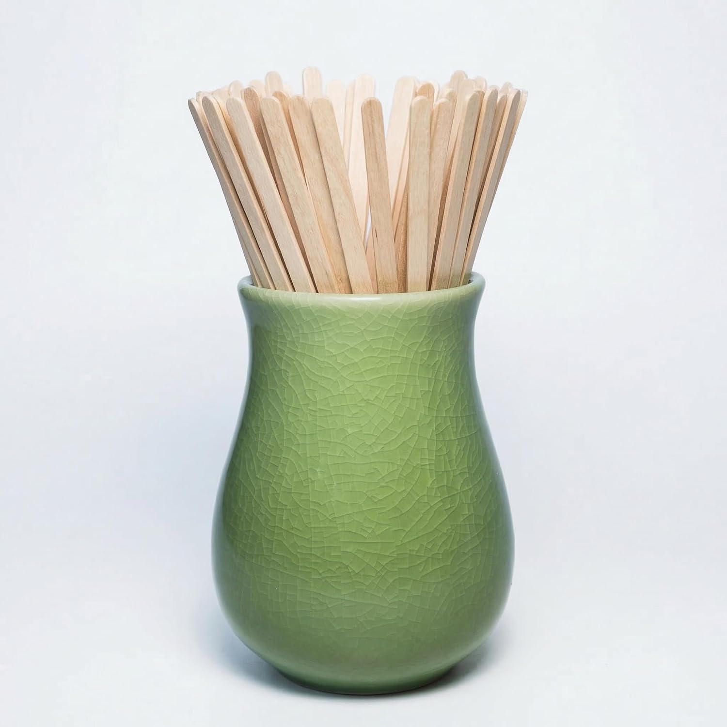 Ceramic Coffee Stir Sticks Holder,Spoon Utensil Holder,Green Crackle Glaze Organizer,Coffee Bar Accessories & Cute Office Desk Use,Pen Cup,Makeup Brush Holder for Desk.