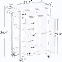 Vista 3 de Pequeña isla de cocina con ruedas con almacenamiento y encimera de madera de caucho, carrito de isla de cocina rodante con cajón, armario