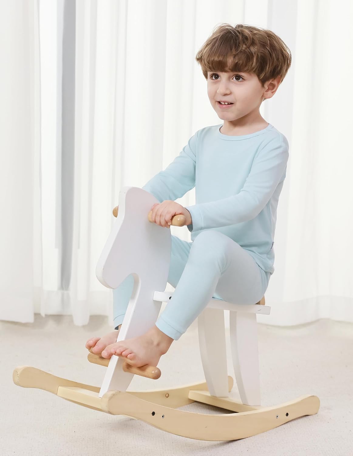 Toddlers Pajama Set Little Girls Boys Pajamas Soft Bamboo Viscose Long Sleeve Top with Pants Sleepwear 2-7Y