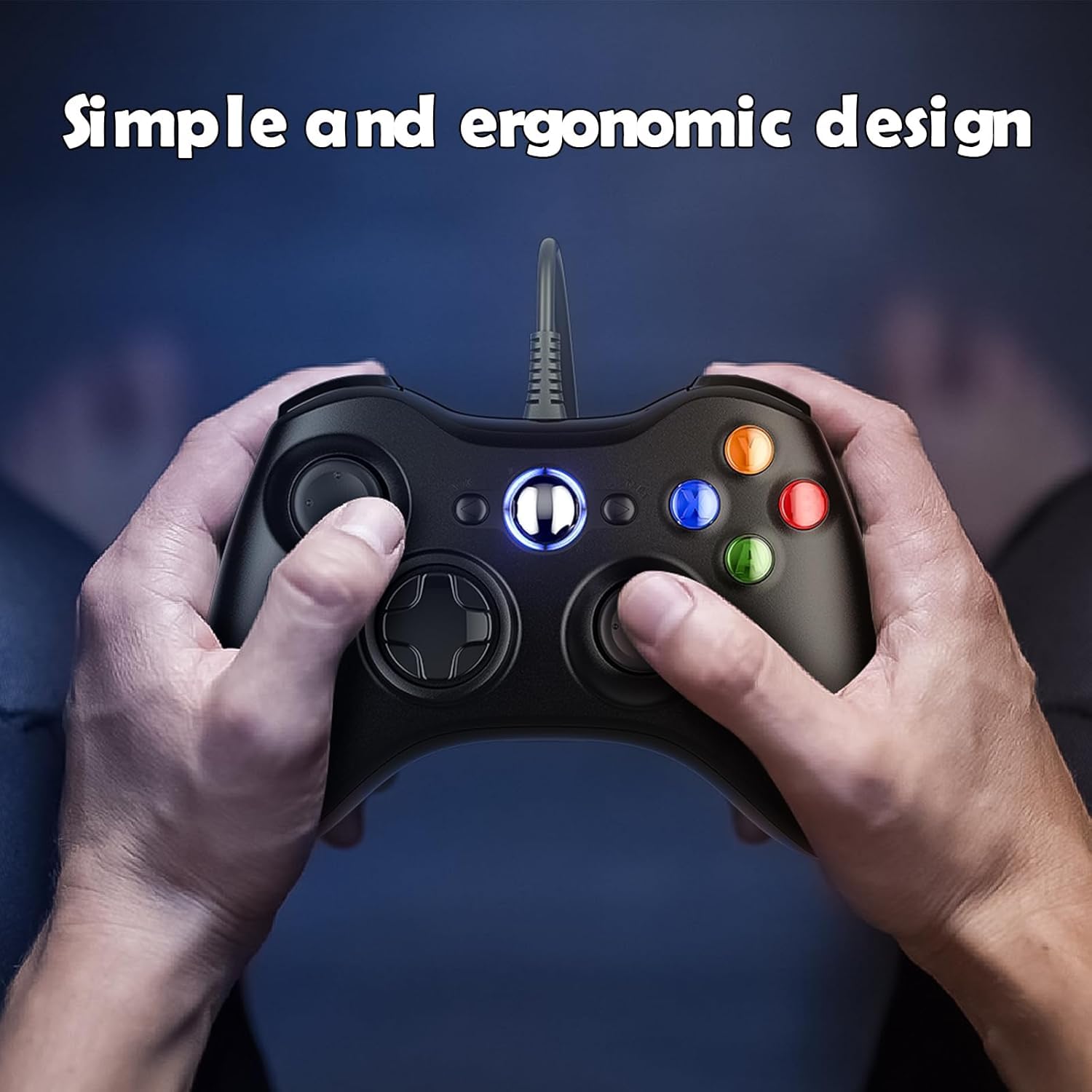 Dinosoo 3 m di ricambio per controller Xbox 360 cablato, controller PC con joystick aggiornato, doppio shock, jack audio da 2,5 mm, confezione da 2