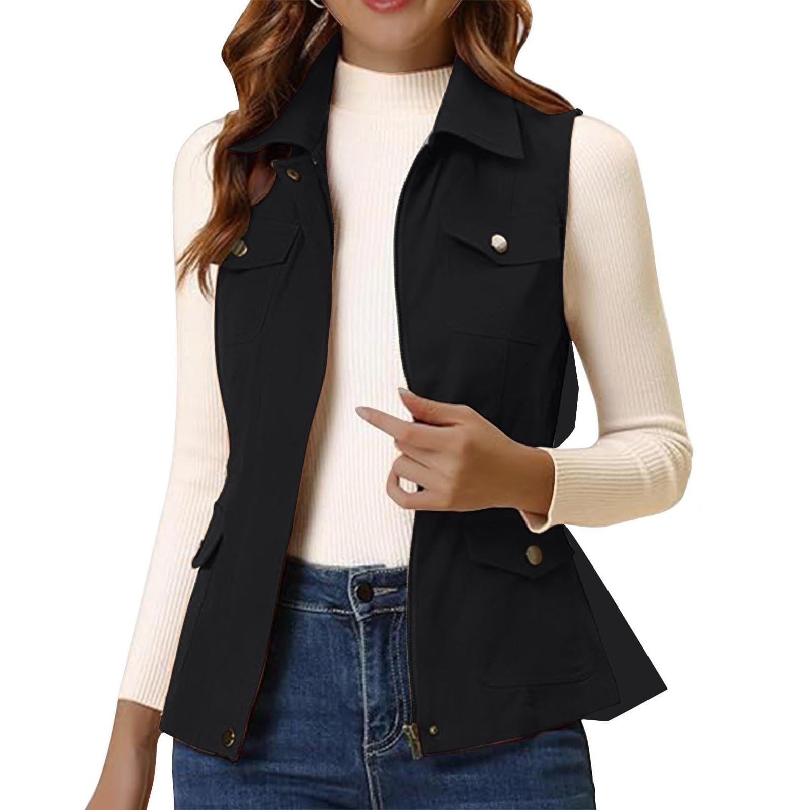 Women's Travel Vest with Pockets Sleeveless Cargo Utility Vest Women's Sleeveless Travel Vest Cargo Pockets Lightweight Outdoor Hiking Gear