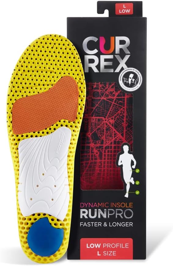 CURREX RunPro Sole - Discover Your Insole for a New Dimension of Running, Dynamic Insole, Red, Low Profile, Size EU 44.5-46.5 / XL