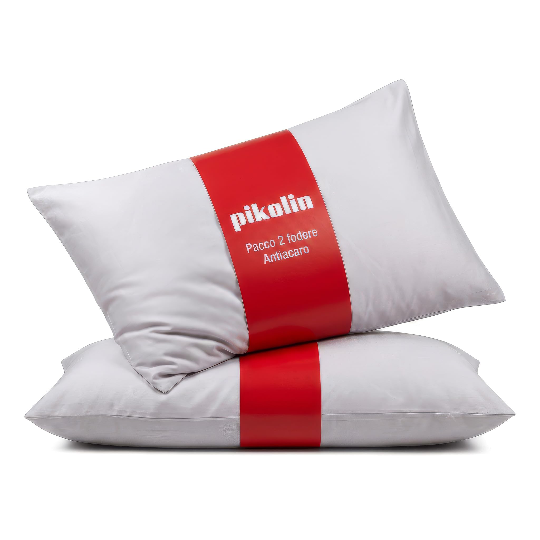 PIKOLIN Set 2 Federe Cuscino 70 x 40 cm In Cotone e Poliestere Extra Morbido. Copricuscino con Cerniera, Traspirante e Lavabile in Lavatrice