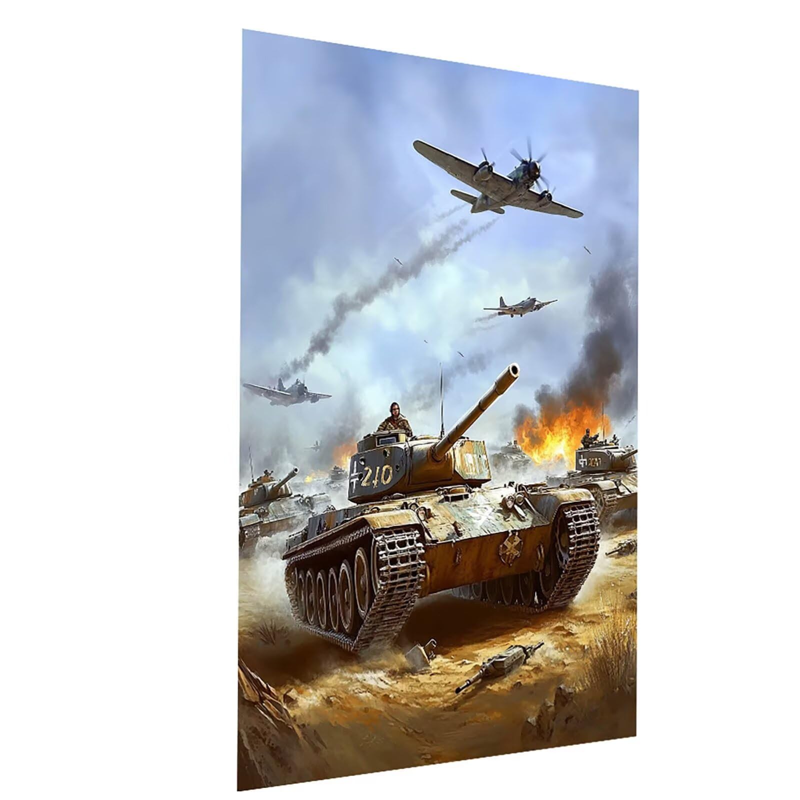 Malowanie po numerach dla dorosłych i dzieci, czołg, malowanie po numerach dla dorosłych farbą akrylową i pędzlami, płótno wojenne do malowania, 102 x 137 cm, artykuły plastyczne do dekoracji pokoju