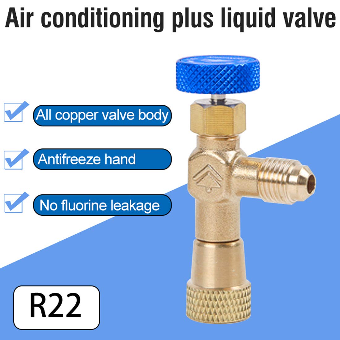 R22 Air Conditioning Refrigerant Valve Adapter, 1/4" SAE Male to 1/4