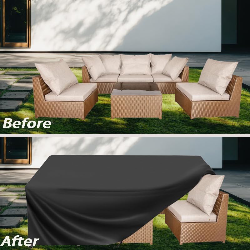 Copertura in Tessuto Oxford 420d,Copri Mobili Da Giardino 260x70x100cm/LxPxA Copri Tavolo Da Esterno Impermeabile,Resistente Alle Intemperie Con Coulisse Copertura Rettangolare per Esterni, Giardino