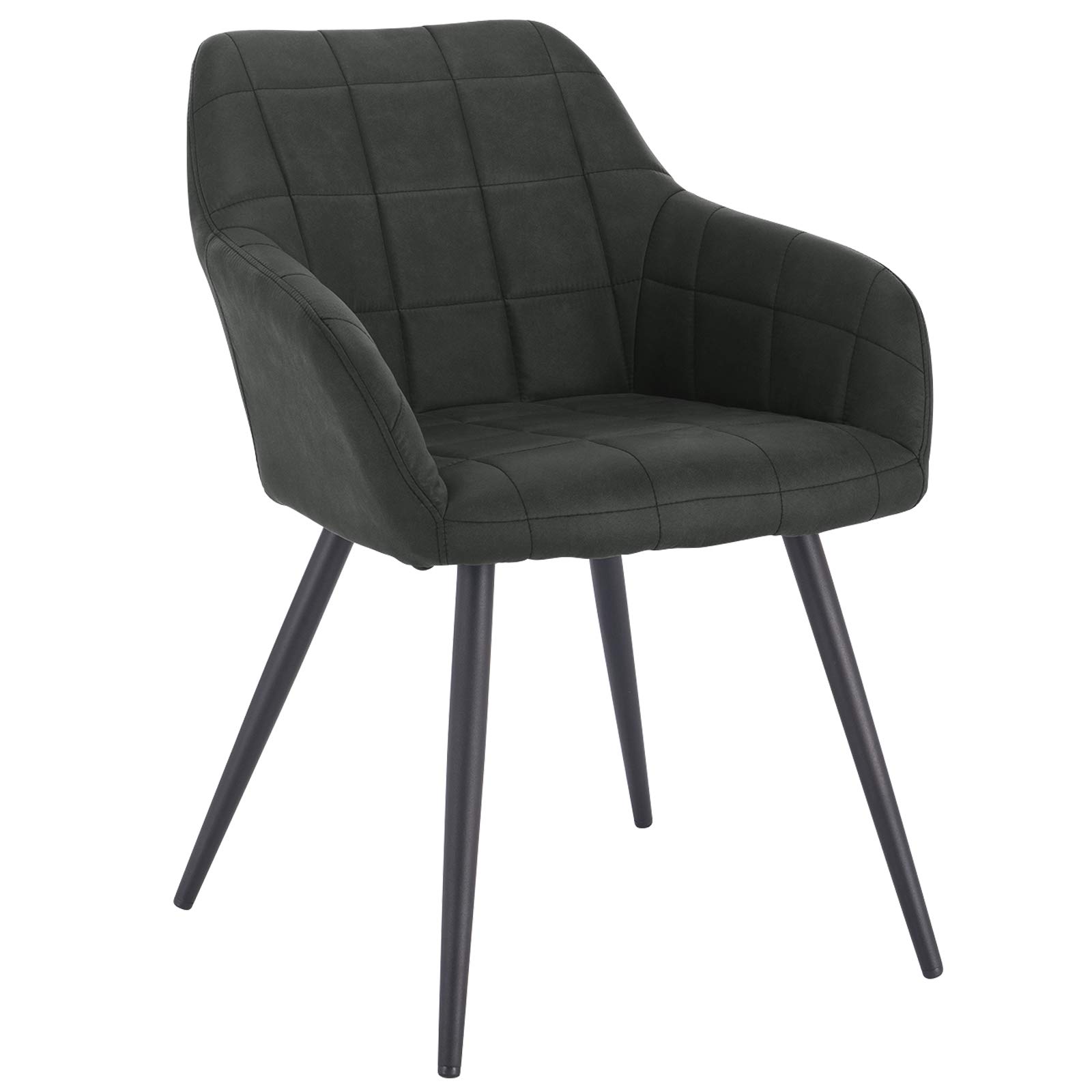 WOLTU BH224an-1 Poltroncina Camera da Letto in Tessuto Antracite, Sedia Sala da Pranzo con Braccioli Gambe in Metallo Antracite Tessuto vintage