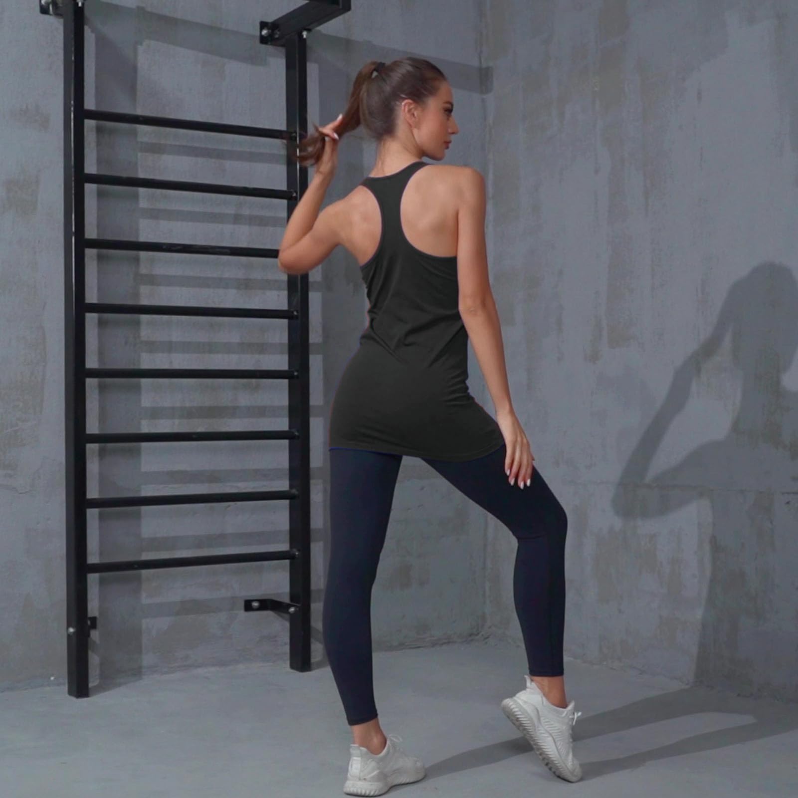 TAIPOVE Damen Racerback Tank Top Long Camisole Ärmellos Yoga Shirts Workout Tops 3er Pack